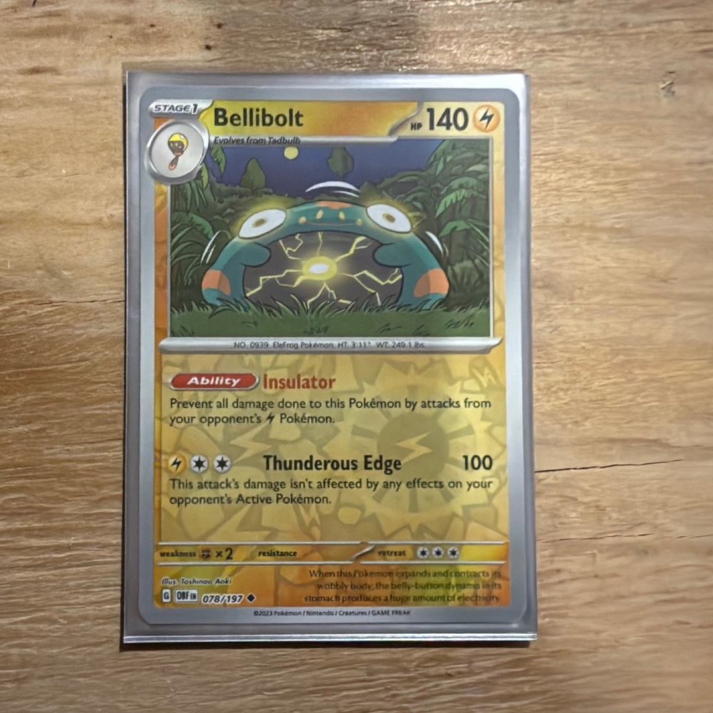 : Pokémon Bellibolt Card - Obsidian Flames - 078/197 - Holo Rare - NM